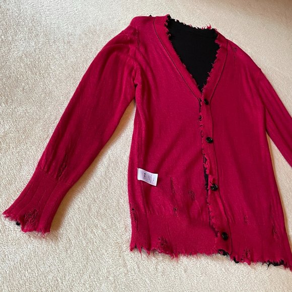 R13 Distressed Reversible 100% Cashmere Cardigan Cardigans